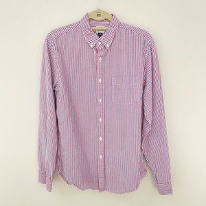 Men’s J Crew Red & Blue Seersucker Button Down